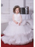 Ivory Satin Tulle Ruffle Tiered Flower Girl Dress